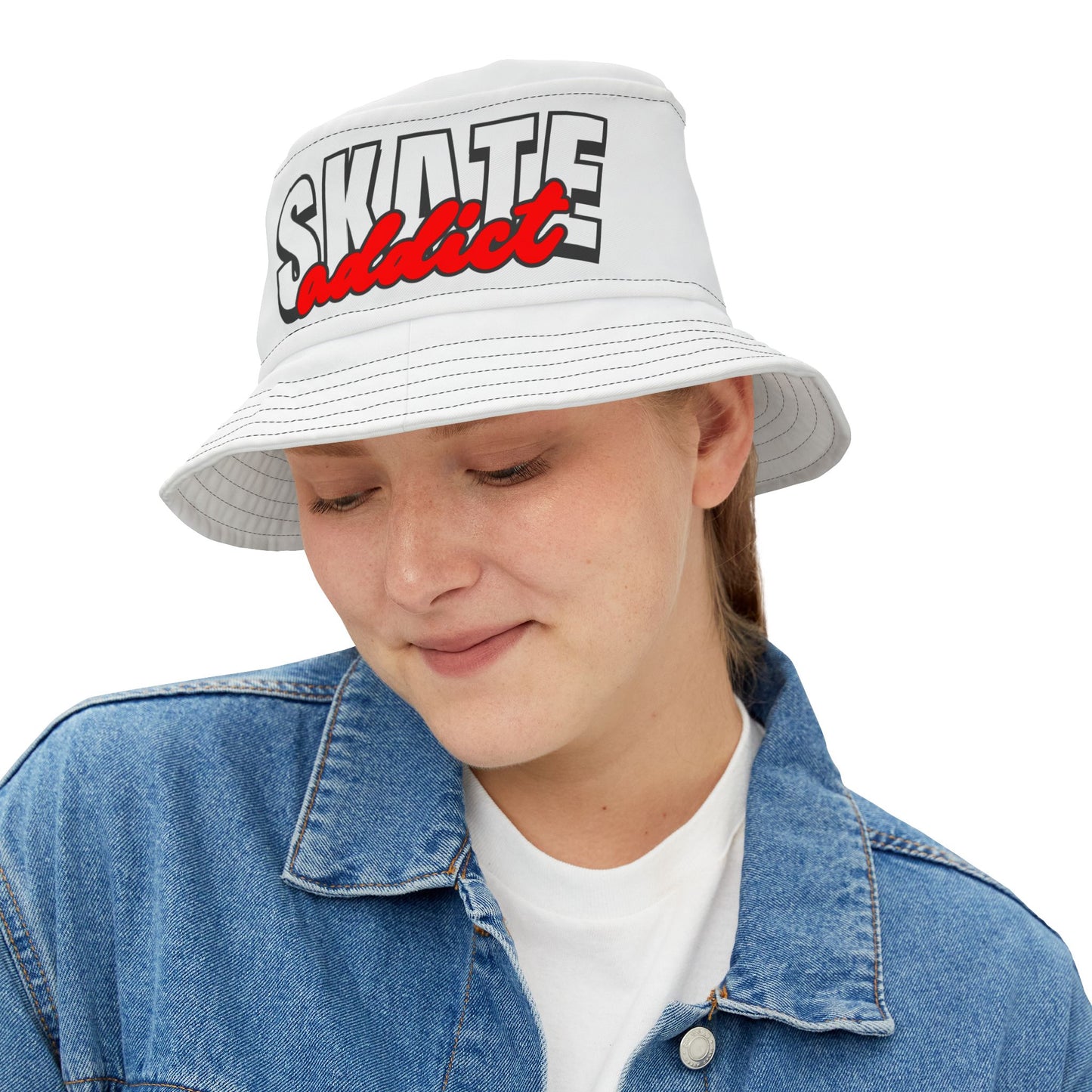 White Skate Addict Bucket Hat