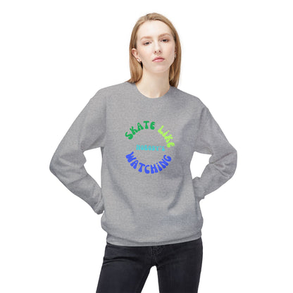 Blue/Green Skate Like Nobody's Watching Unisex Fleece Crewneck Sweatshirt