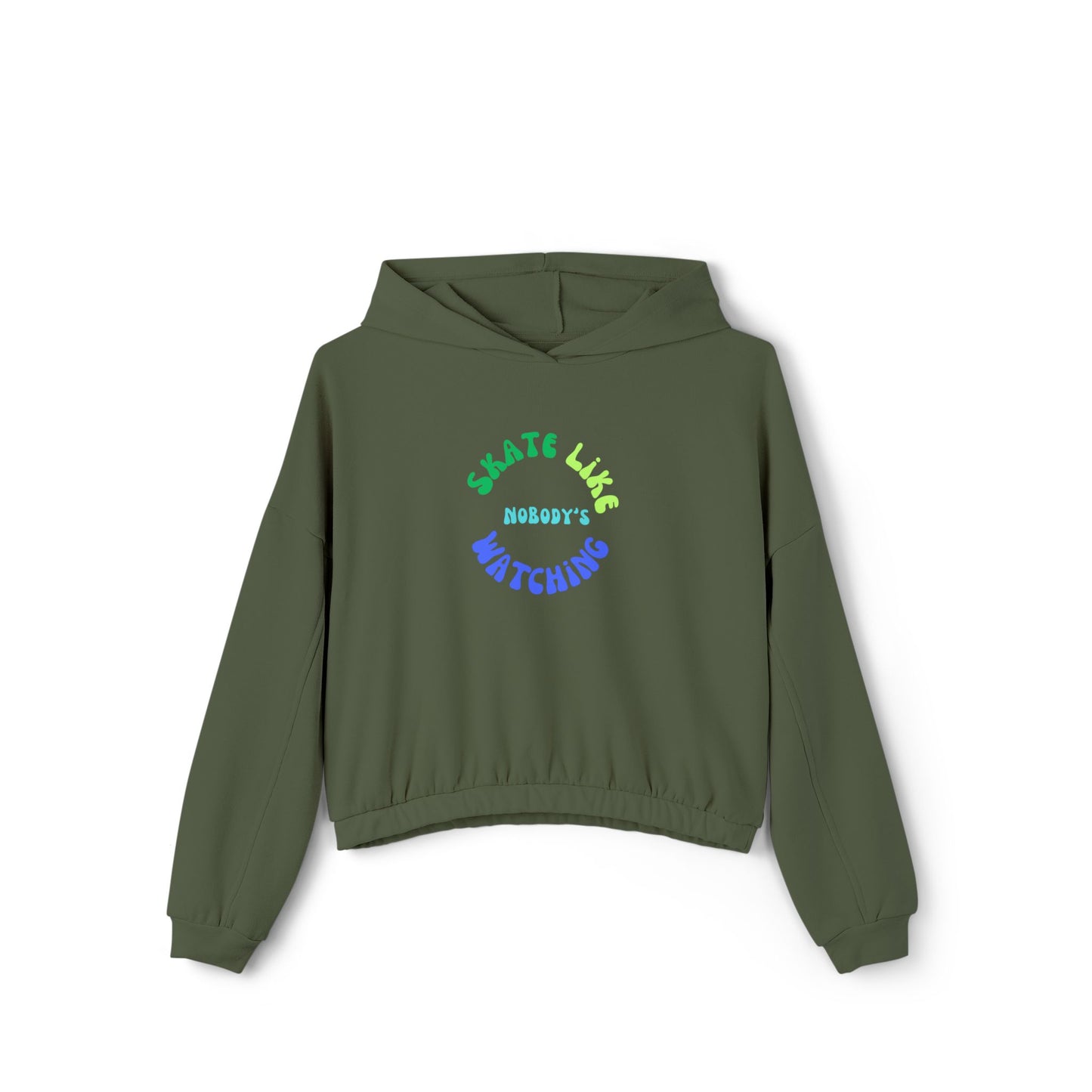 Women’s Cropped Blue/Green Skate Like Nobody's Watching Sweatshirt