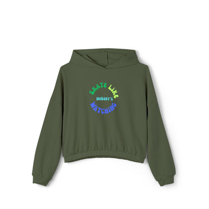 Women’s Cropped Blue/Green Skate Like Nobody's Watching Sweatshirt