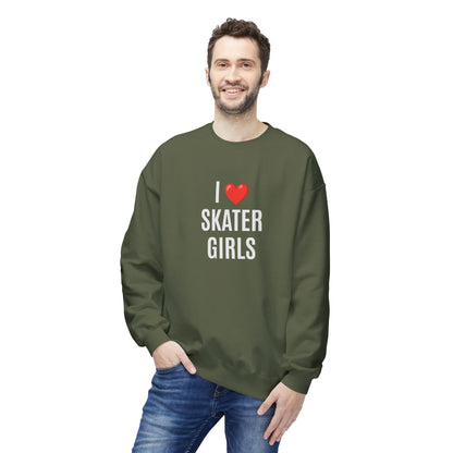 I Love Skater Girls Unisex Fleece Crewneck Sweatshirt