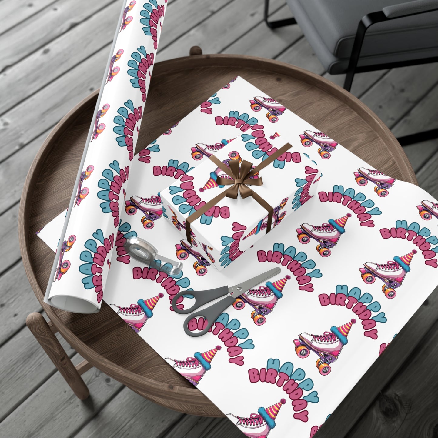 Birthday Roller Skate Gift Wrap Paper