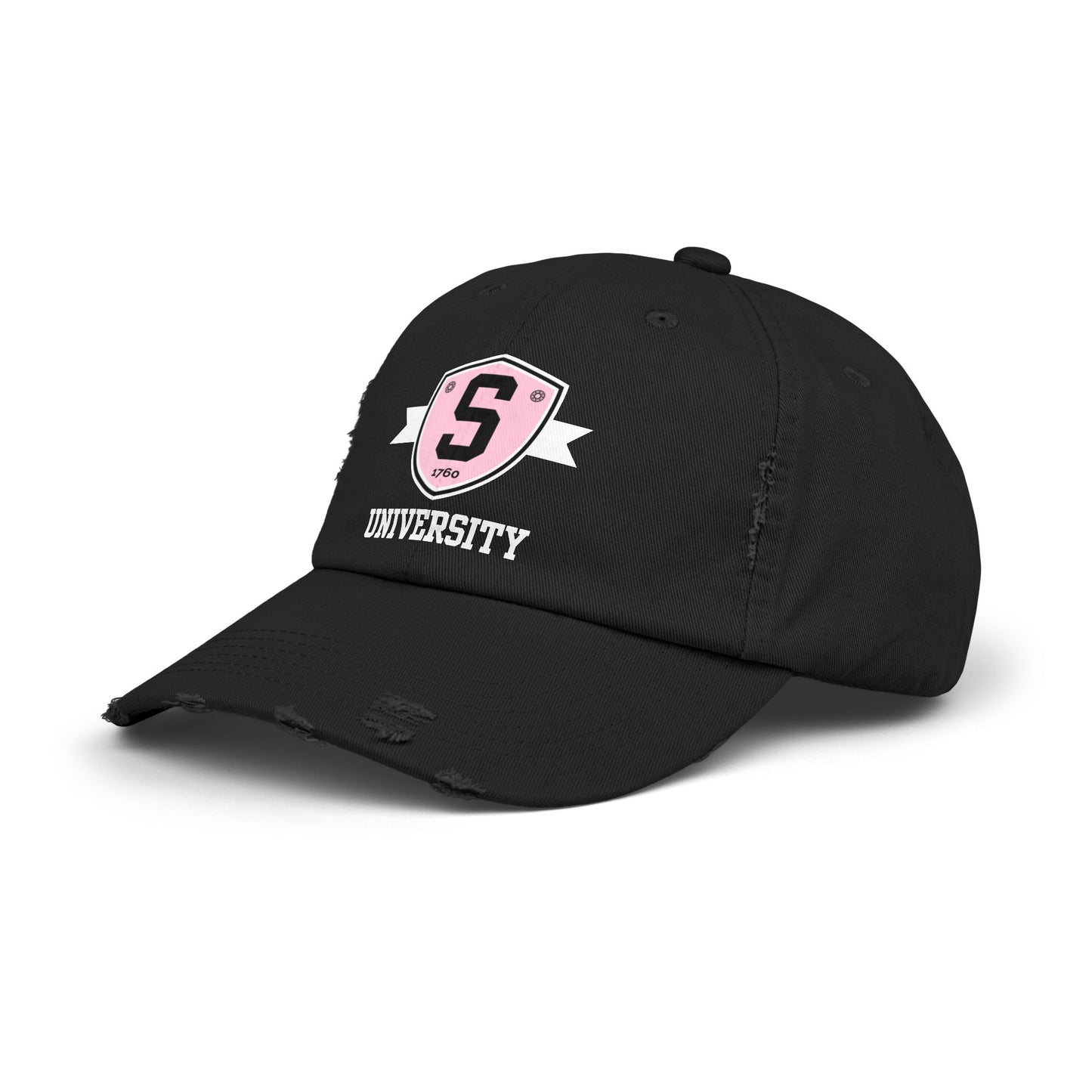 Skater University Emblem (White) Distressed Cap