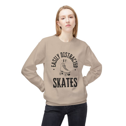 Easily Distracted by Skates Unisex Fleece Crewneck Sweatshirt