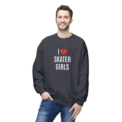 I Love Skater Girls Unisex Fleece Crewneck Sweatshirt