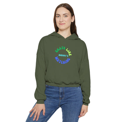 Women’s Cropped Blue/Green Skate Like Nobody's Watching Sweatshirt