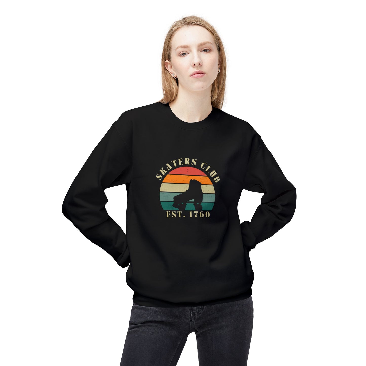 Retro Skaters Club Unisex Fleece Crewneck Sweatshirt