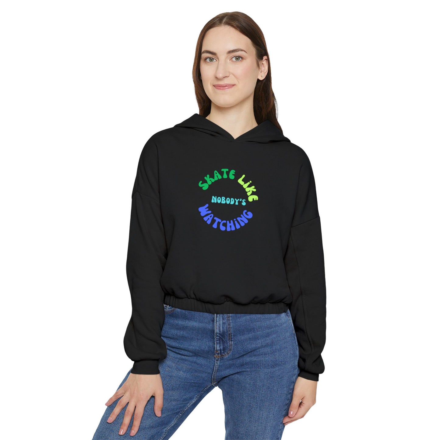 Women’s Cropped Blue/Green Skate Like Nobody's Watching Sweatshirt