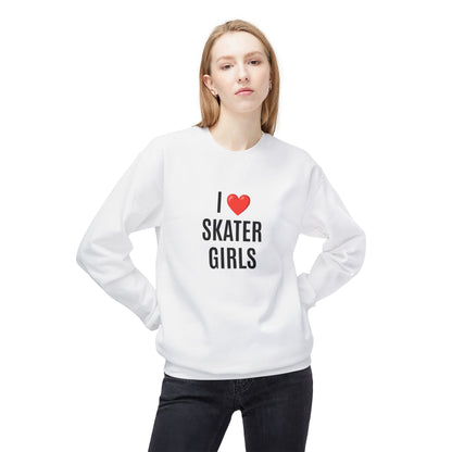 I Love Skater Girls Unisex Fleece Crewneck Sweatshirt