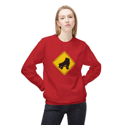 Warning Skater Unisex Fleece Crewneck Sweatshirt