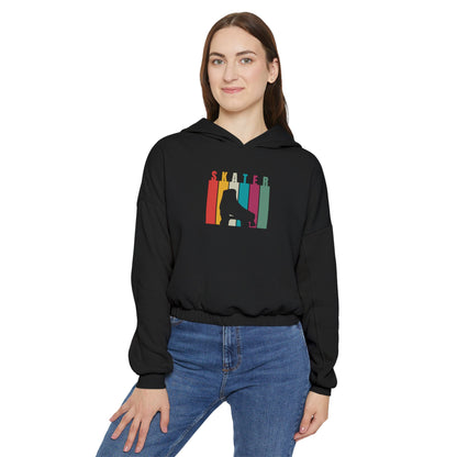 Women’s Cropped Rainbow Stripe Skater Sweatshirt