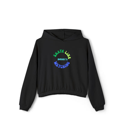 Women’s Cropped Blue/Green Skate Like Nobody's Watching Sweatshirt