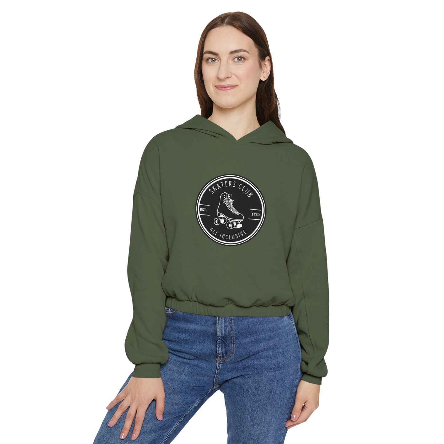 Women’s Cropped Round Black Skaters Club Sweatshirt