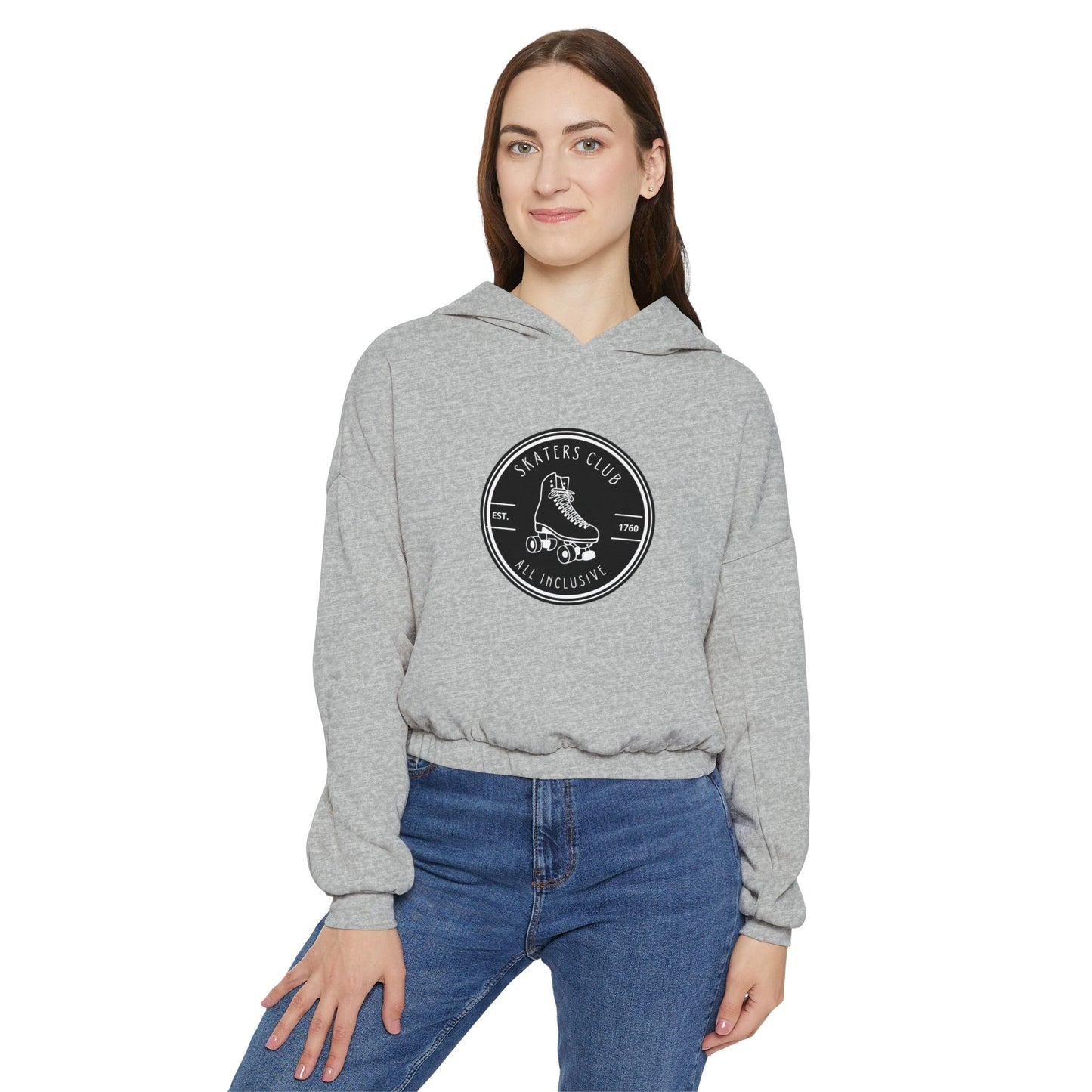 Women’s Cropped Round Black Skaters Club Sweatshirt