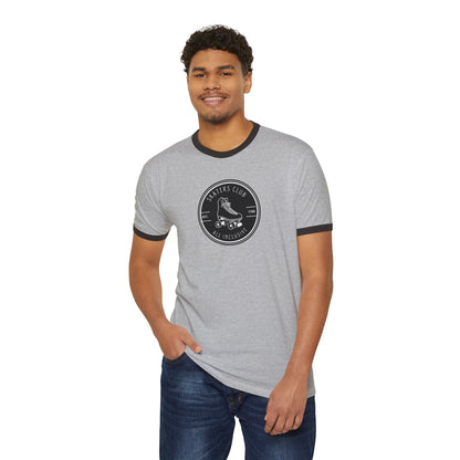 Round Black White Skaters Club Unisex Cotton Ringer T-Shirt