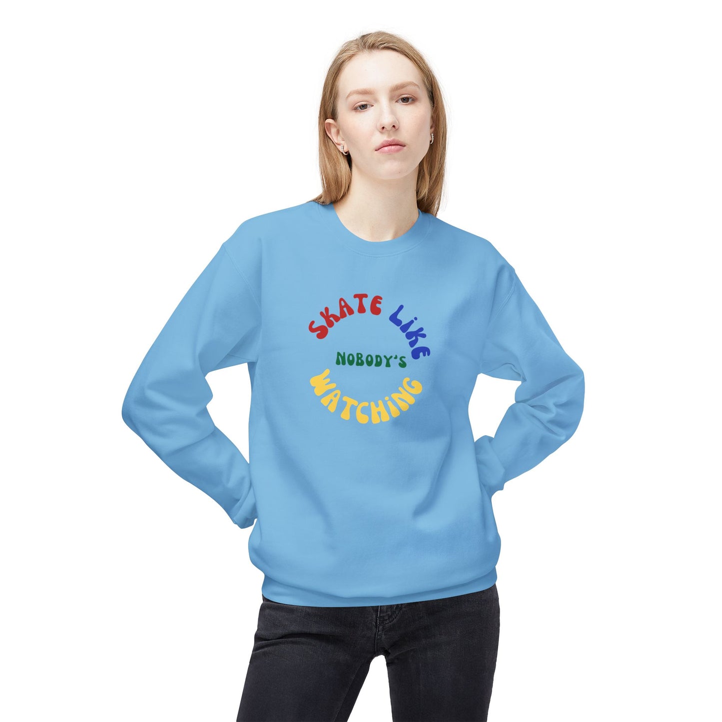 Primary Skate Like Nobody's Watching Unisex Fleece Crewneck Sweatshirt