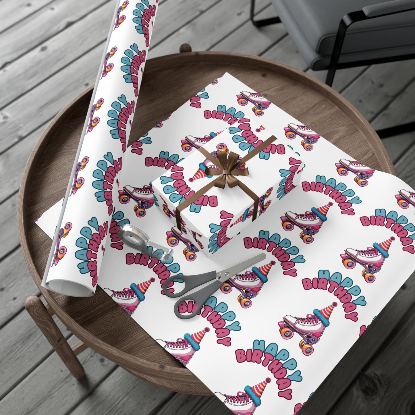 Birthday Roller Skate Gift Wrap Paper