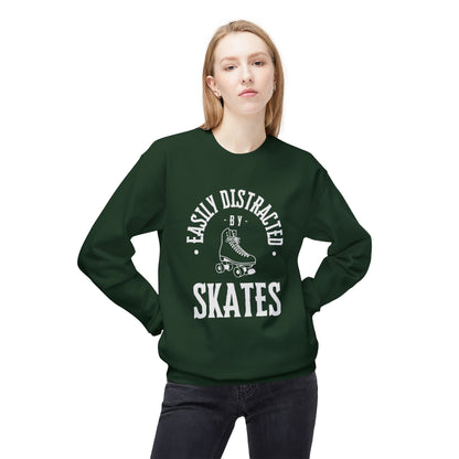 Easily Distracted by Skates Unisex Fleece Crewneck Sweatshirt