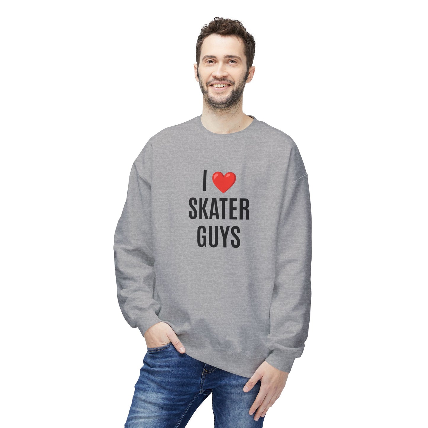 I Love Skater Guys Unisex Fleece Crewneck Sweatshirt