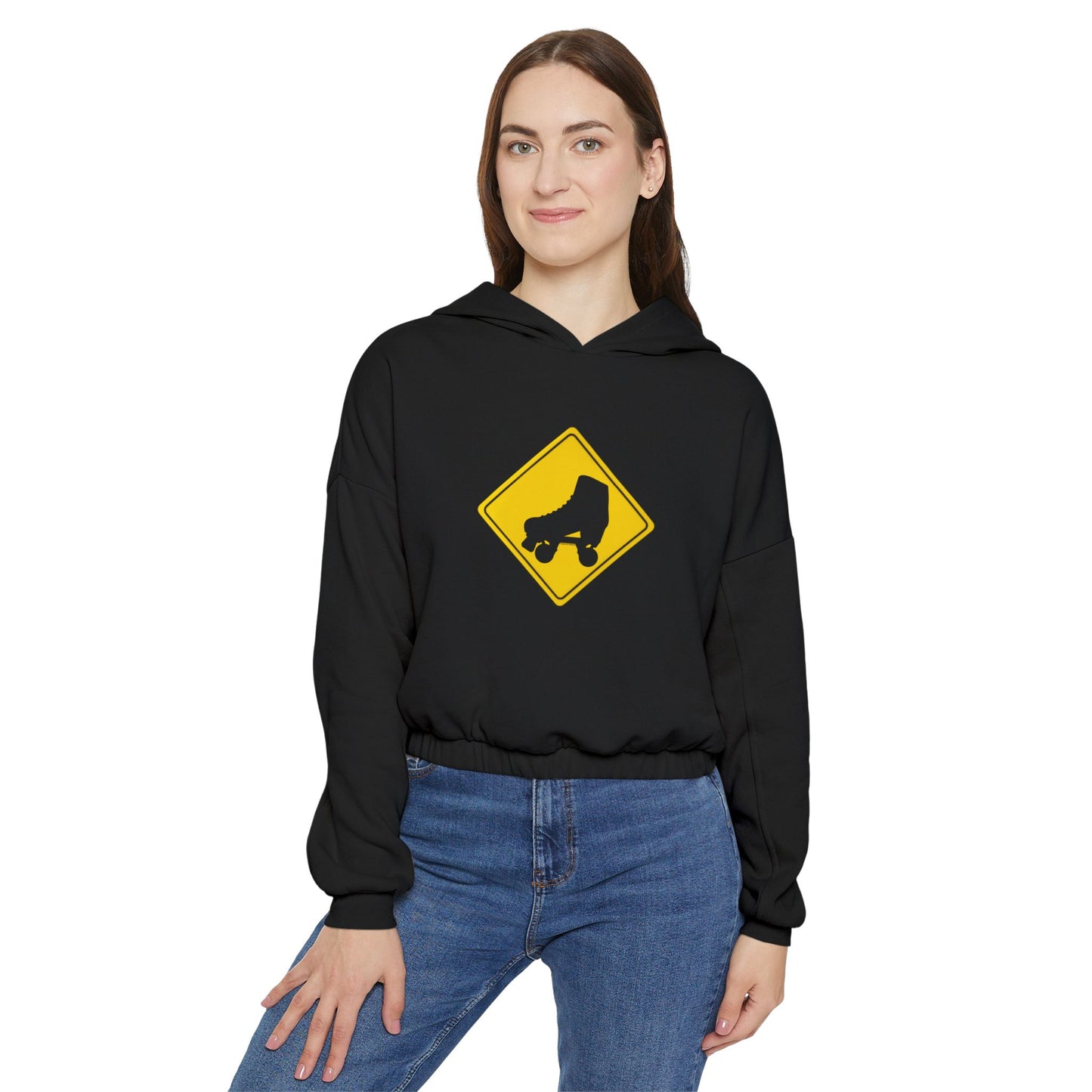 Women’s Cropped Warning Skater Sweatshirt