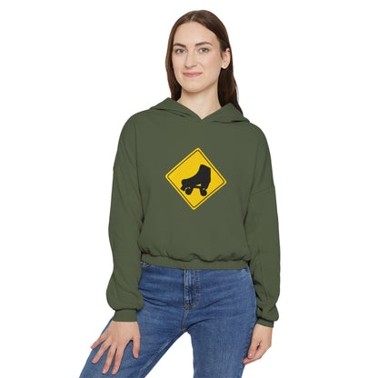 Women’s Cropped Warning Skater Sweatshirt