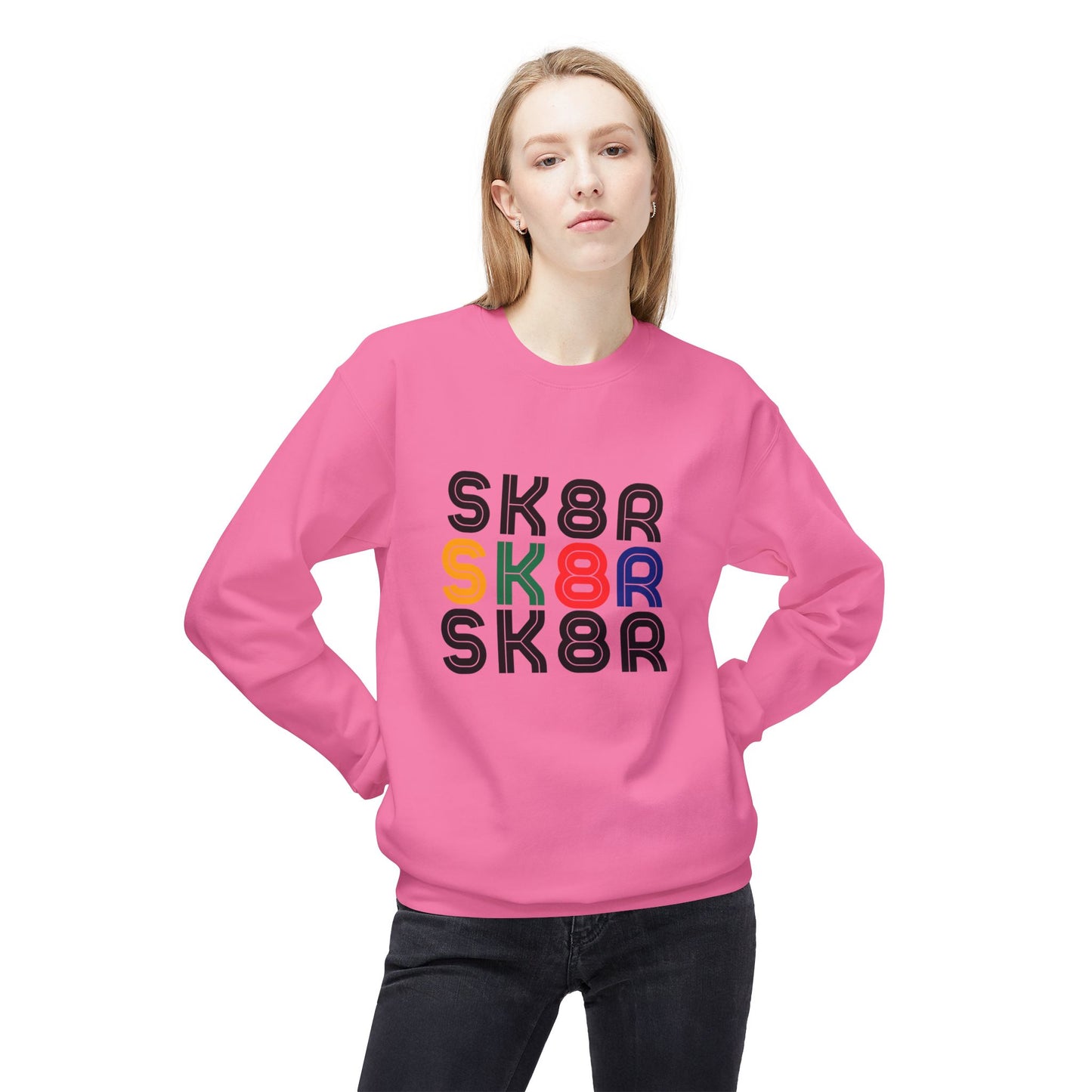 Retro Skater Unisex Fleece Crewneck Sweatshirt