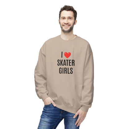 I Love Skater Girls Unisex Fleece Crewneck Sweatshirt