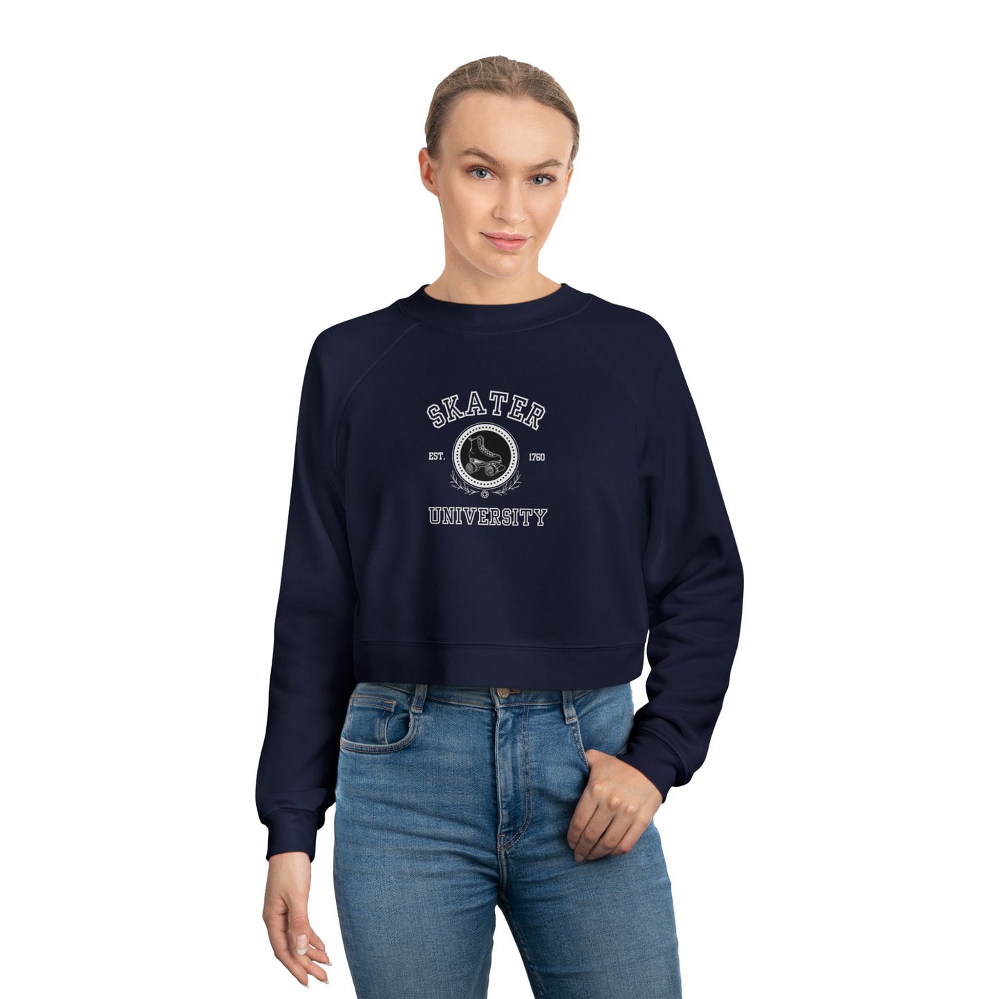 Women's Cropped Skater (Solid) University Fleece Pullover