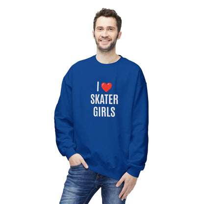 I Love Skater Girls Unisex Fleece Crewneck Sweatshirt