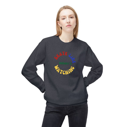 Primary Skate Like Nobody's Watching Unisex Fleece Crewneck Sweatshirt