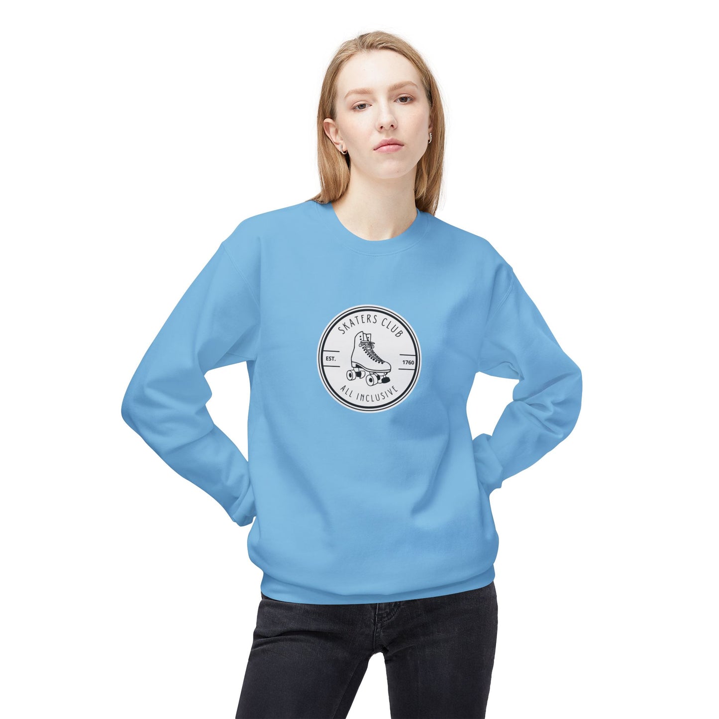 Round White Skaters Club Unisex Fleece Crewneck Sweatshirt