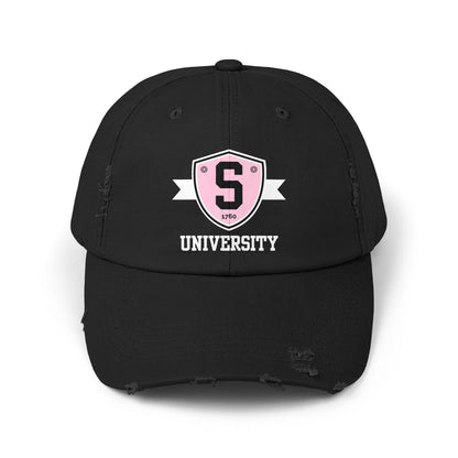 Skater University Emblem (White) Distressed Cap