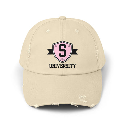 Skater University Emblem (Black) Distressed Cap