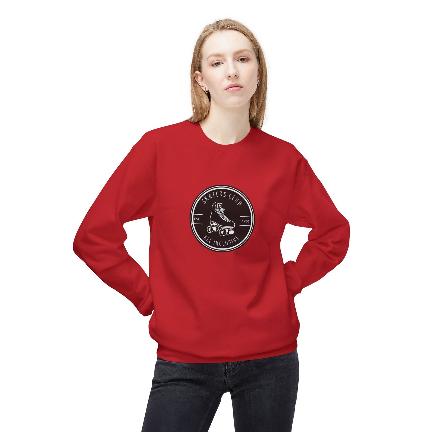 Round Black Skaters Club Unisex Fleece Crewneck Sweatshirt