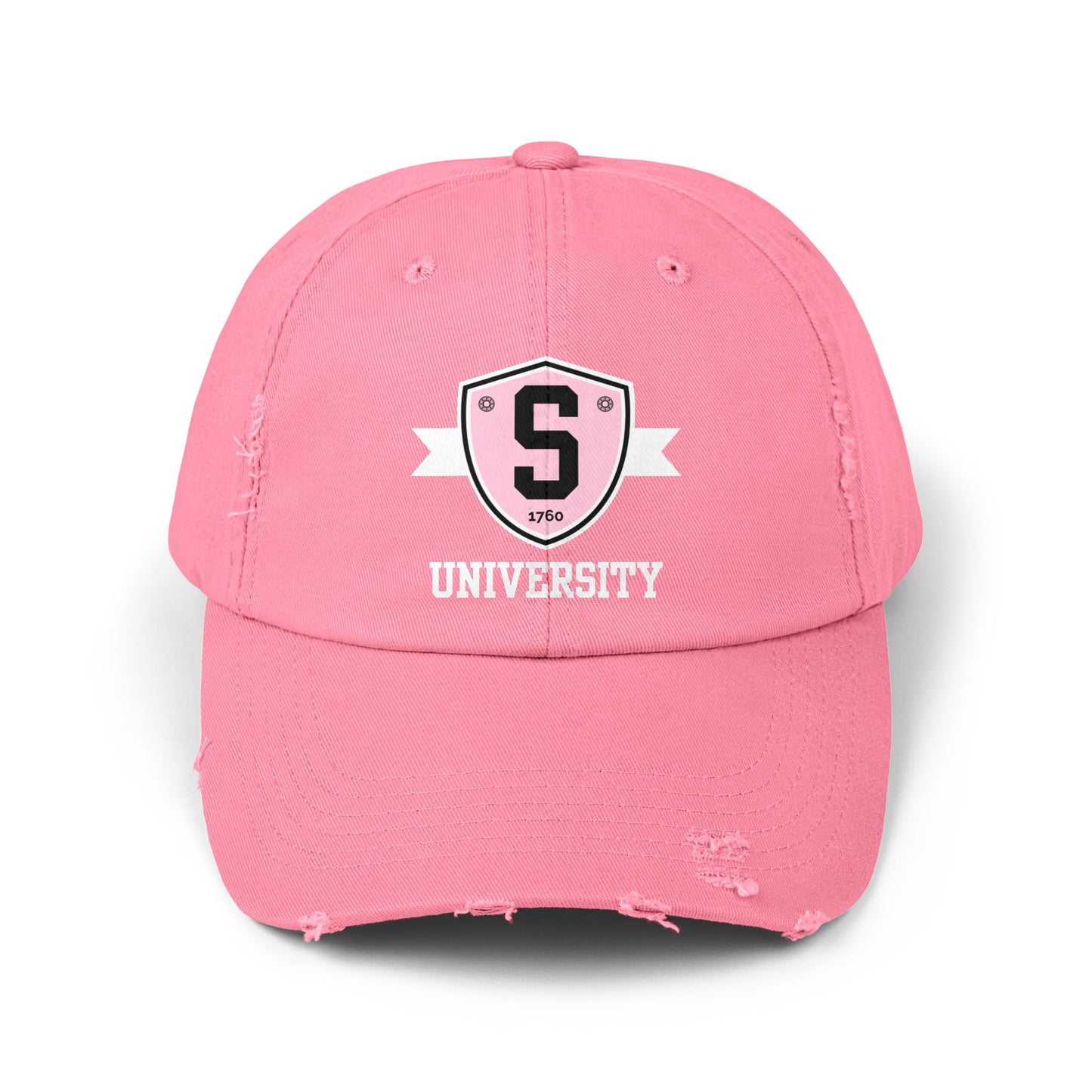 Skater University Emblem (White) Distressed Cap