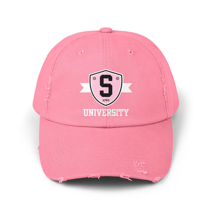 Skater University Emblem (White) Distressed Cap