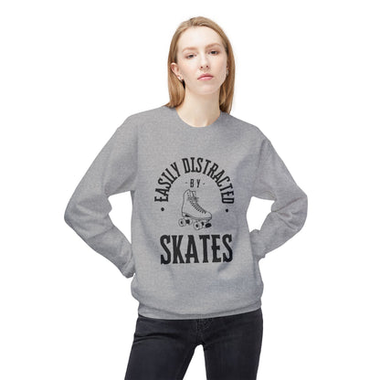 Easily Distracted by Skates Unisex Fleece Crewneck Sweatshirt