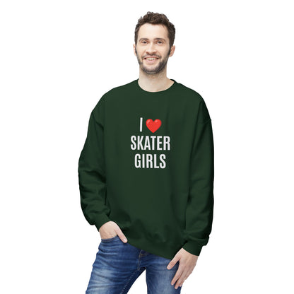 I Love Skater Girls Unisex Fleece Crewneck Sweatshirt