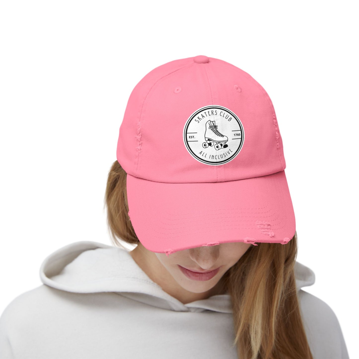 White Skaters Club Distressed Cap