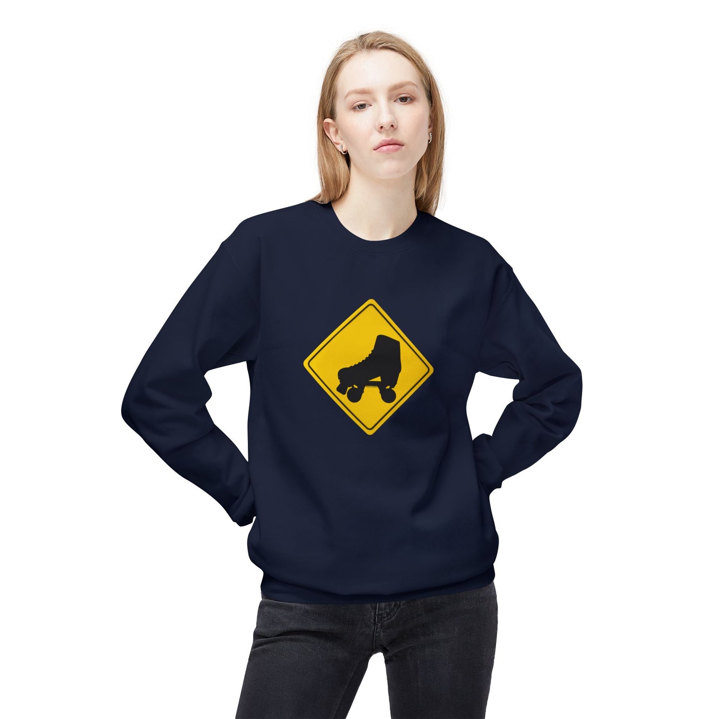 Warning Skater Unisex Fleece Crewneck Sweatshirt