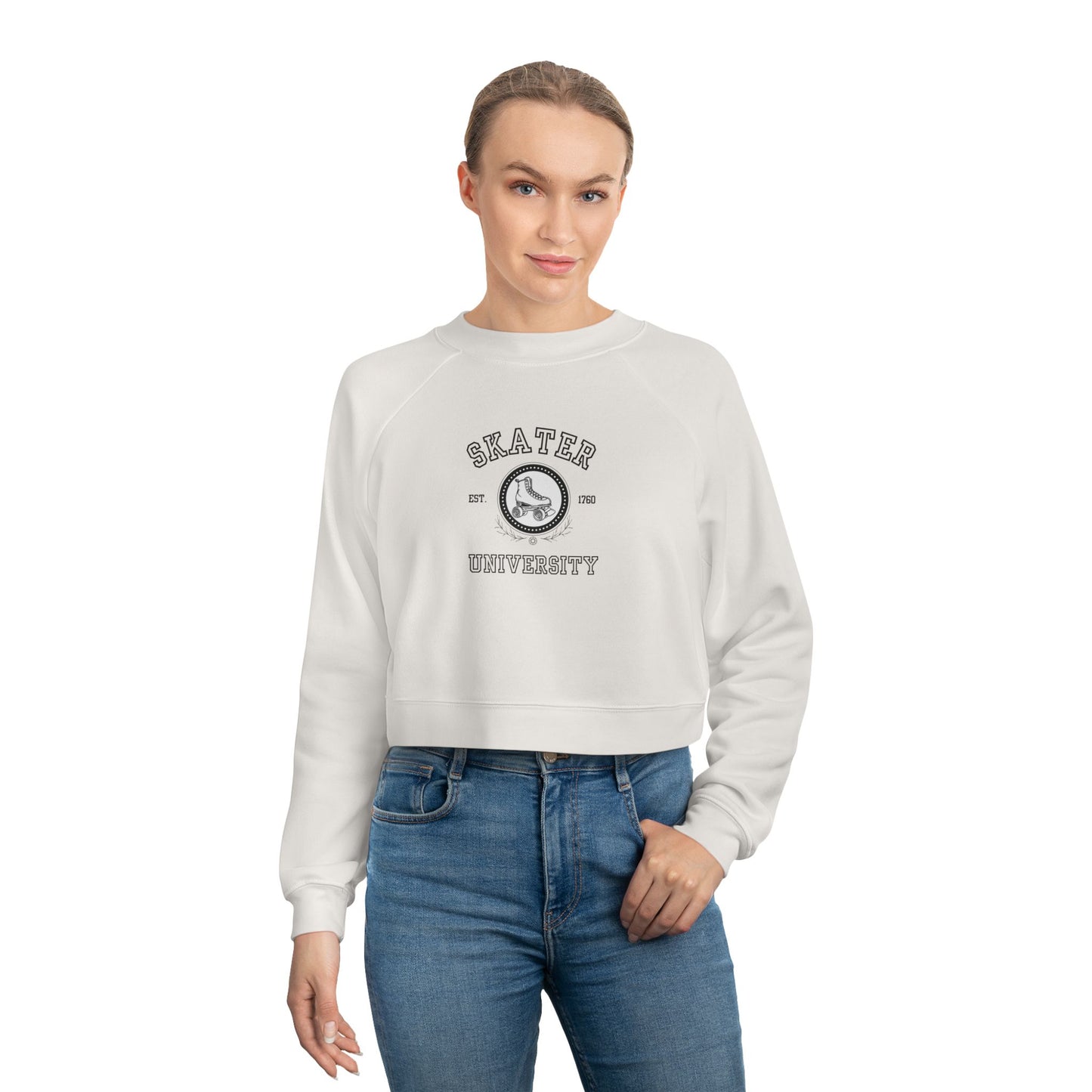 Women's Cropped Skater (Solid) University Fleece Pullover