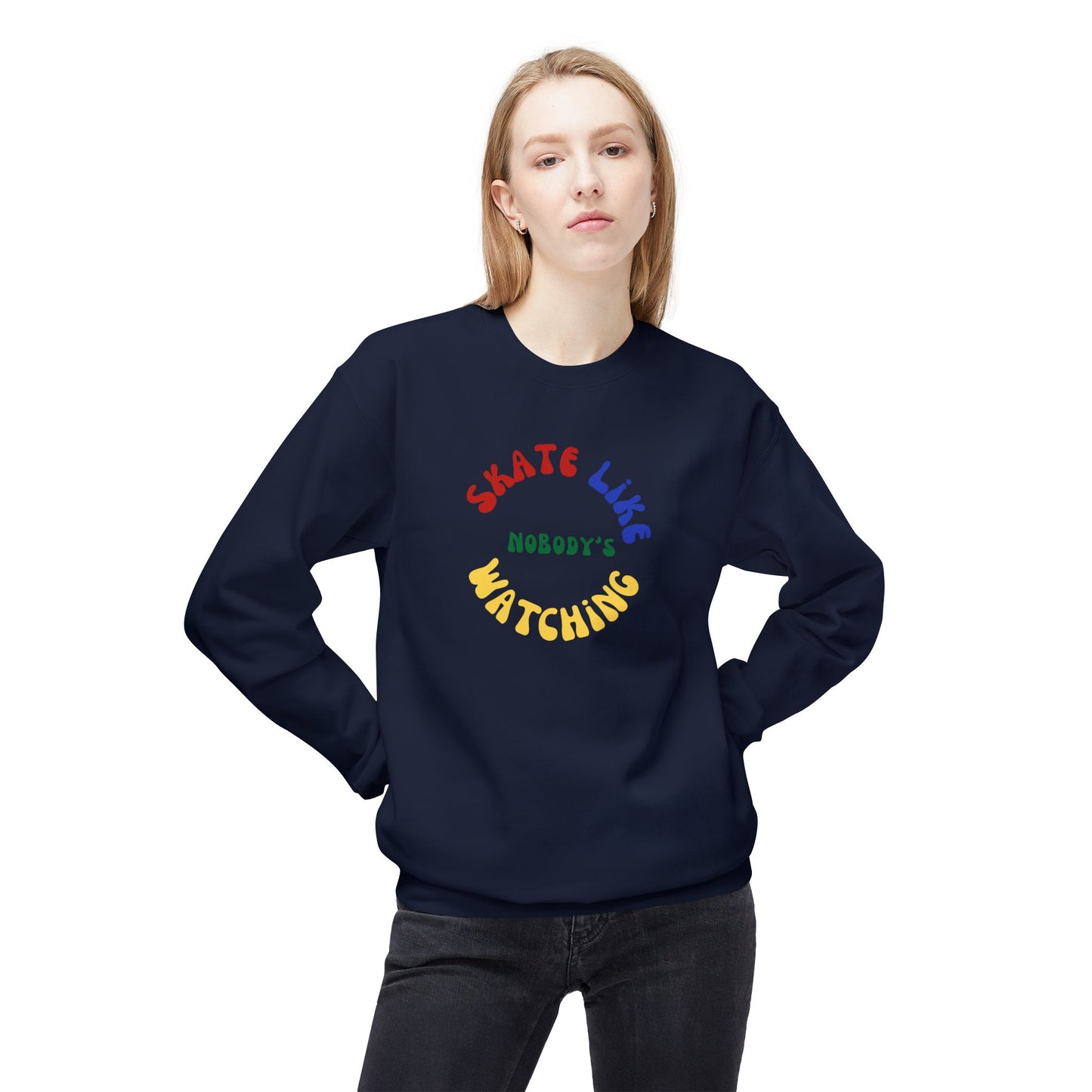 Primary Skate Like Nobody's Watching Unisex Fleece Crewneck Sweatshirt