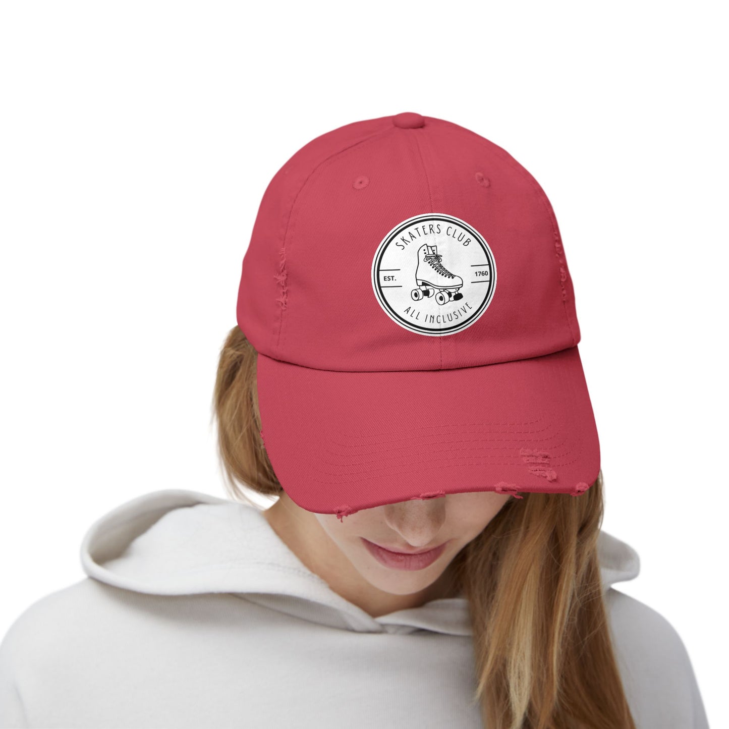 White Skaters Club Distressed Cap