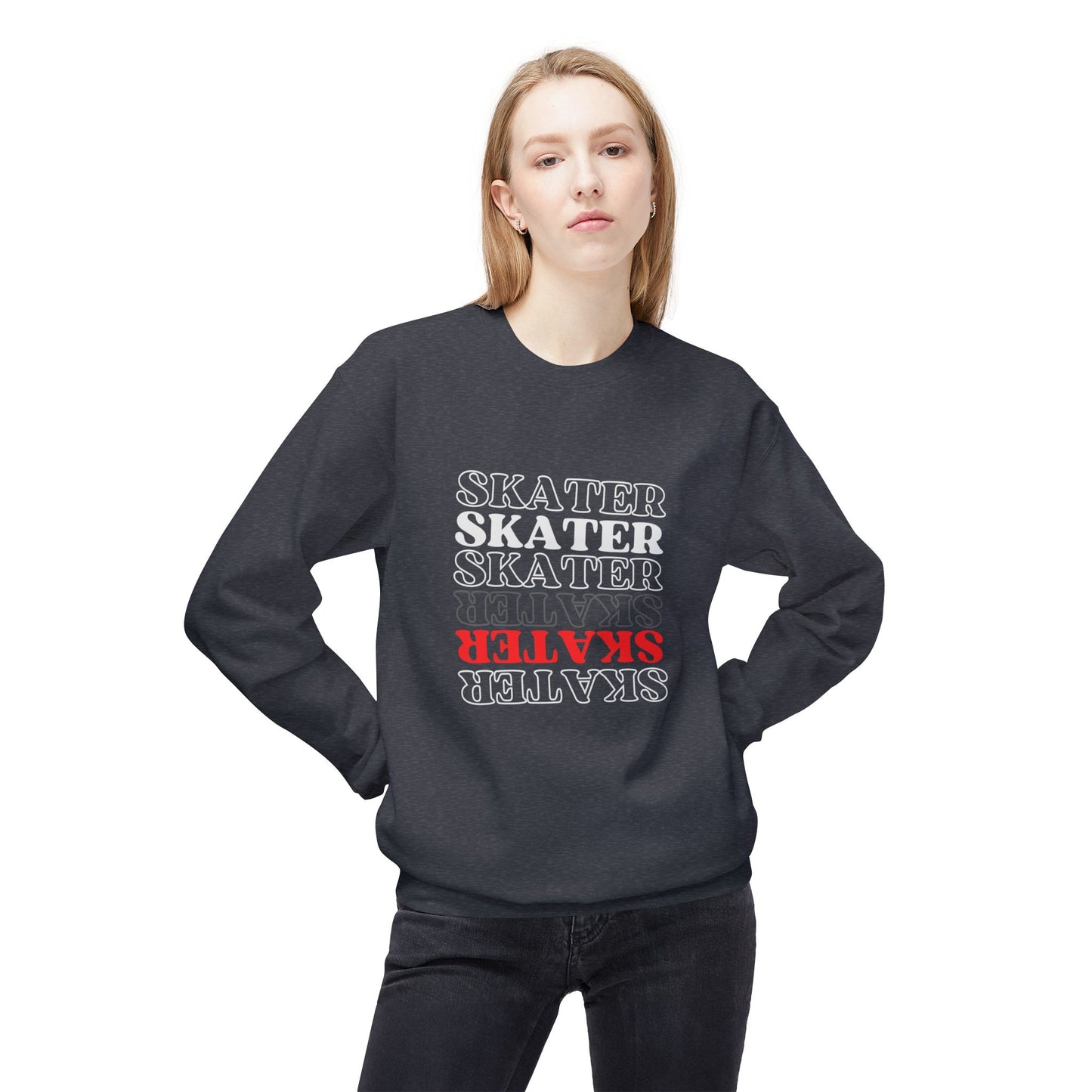 Red Statement Skater Unisex Fleece Crewneck Sweatshirt