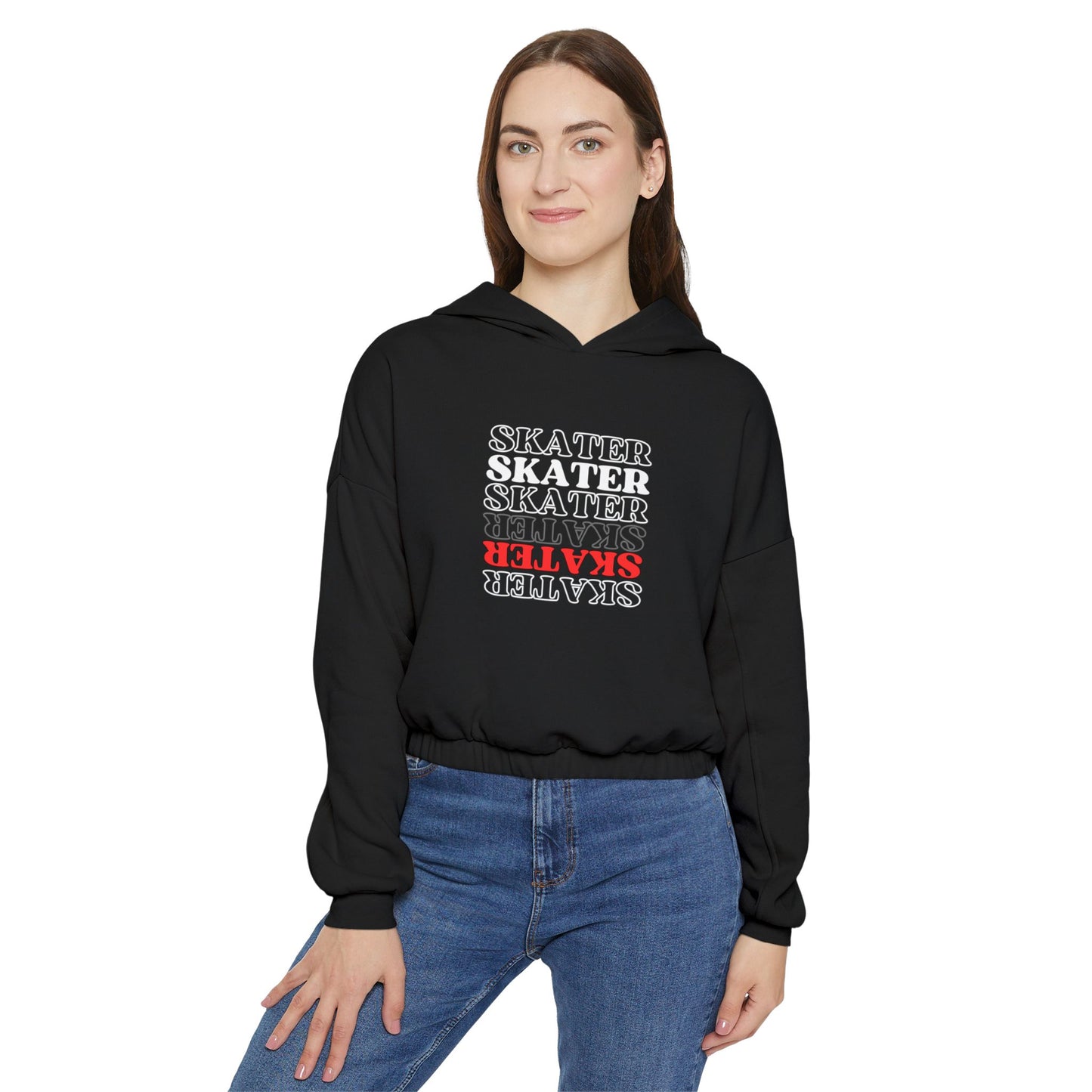 Women’s Cropped Red Statement Skater Sweatshirt