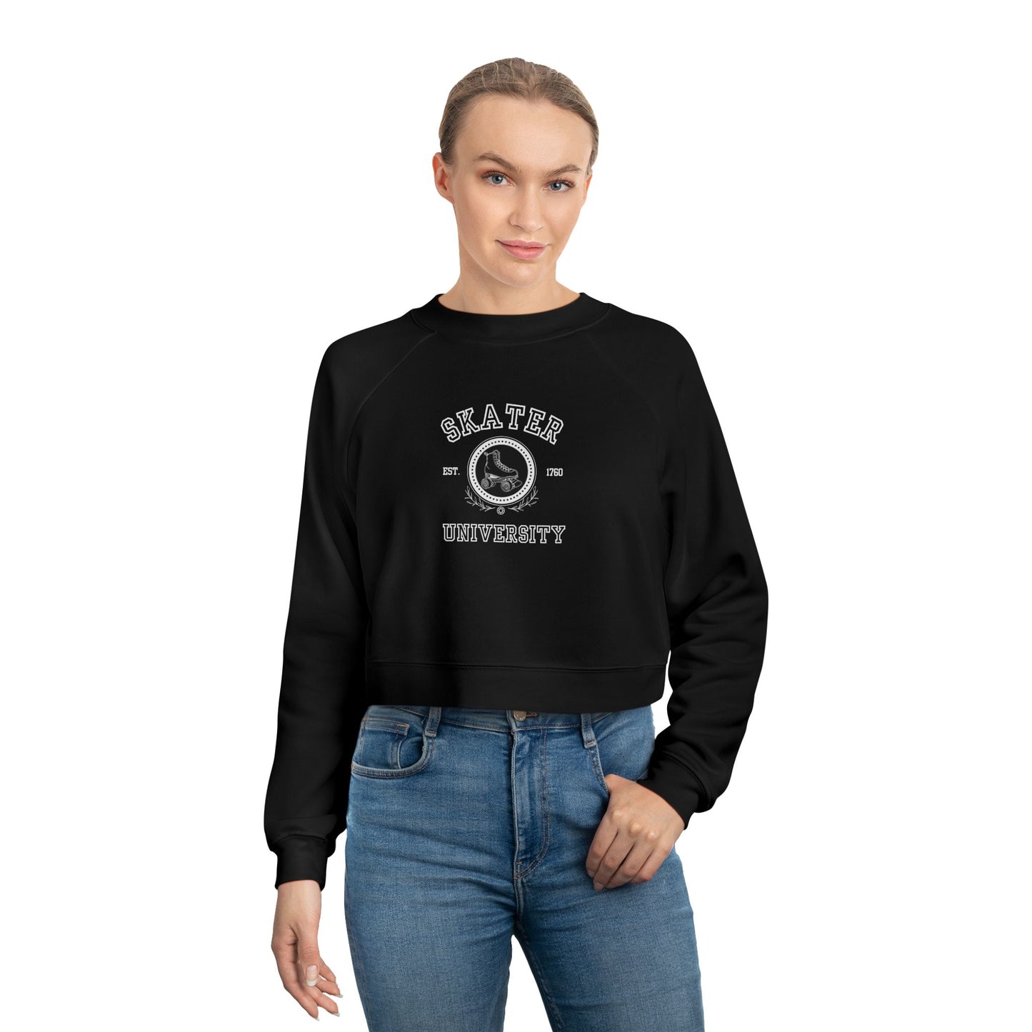 Women's Cropped Skater (Solid) University Fleece Pullover