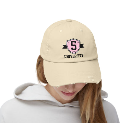 Skater University Emblem (Black) Distressed Cap