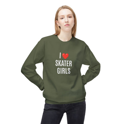 I Love Skater Girls Unisex Fleece Crewneck Sweatshirt