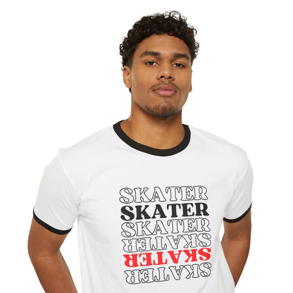Red Statement Skater Unisex Cotton Ringer T-Shirt