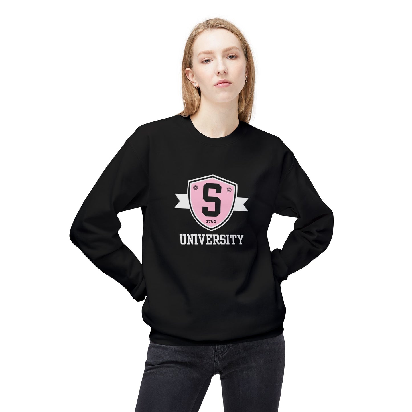 Skater University Emblem Unisex Fleece Crewneck Sweatshirt